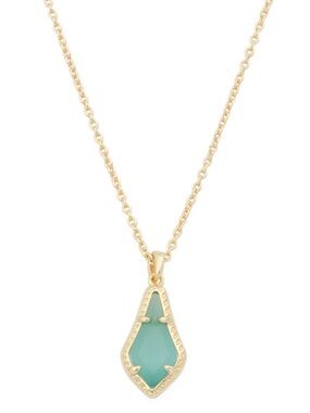 Kendra Scott Jesse Teal Cat's Eye Gold Pendant Necklace
